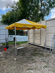 10x10 Yellow and White Complete Frame Tent (Used)