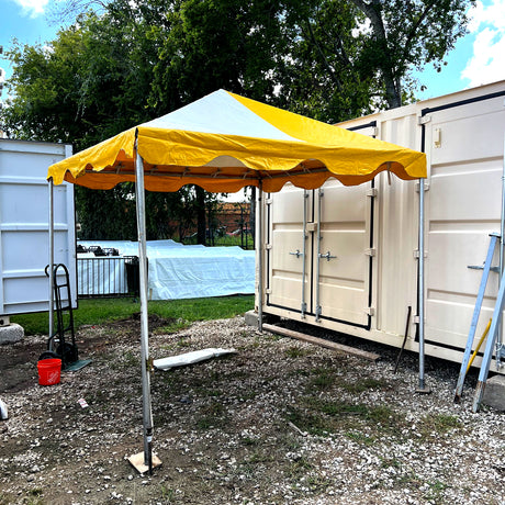 10x10 Yellow and White Complete Frame Tent (Used)