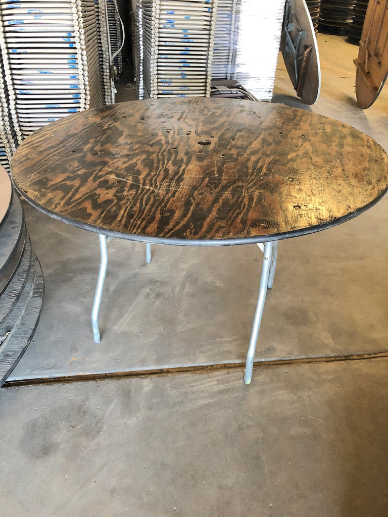 48'' ROUND Wood Folding Banquet Table - Used Scratch and Dent