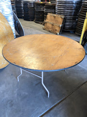 60'' ROUND Wood Folding Banquet Table - Scratch and Dent Clearance.